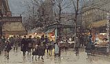 The Grands Boulevards, Paris by Eugene Galien-Laloue